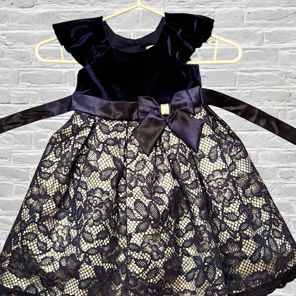 Jona Michelle Elegant Children's Occasion Dress Navy Blue Dress.